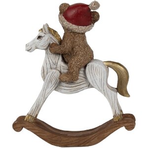 Clayre & Eef 6PR4169 Украшение Мишка на лошадке-качалке 12x4x14 см