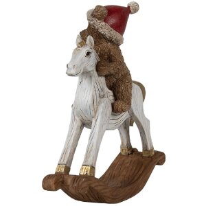 Clayre & Eef 6PR4169 Украшение Мишка на лошадке-качалке 12x4x14 см