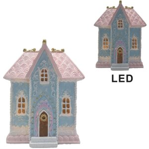 Clayre & Eef 6PR4198 Dekoration Haus mit LED 12x9x15 cm