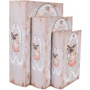 Clayre & Eef Aufbewahrungsboxen-Set 3-teilig Rosa...