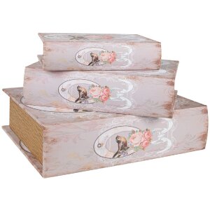 Clayre & Eef Aufbewahrungsboxen-Set 3-teilig Rosa...