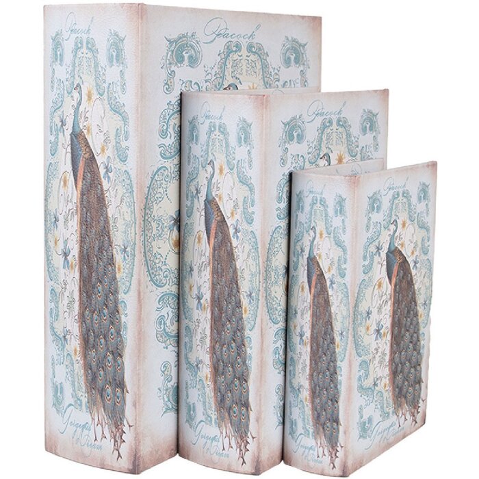 Clayre & Eef 65690 Aufbewahrungsbox 3er Set Holz Blau Grün Retro Vintage