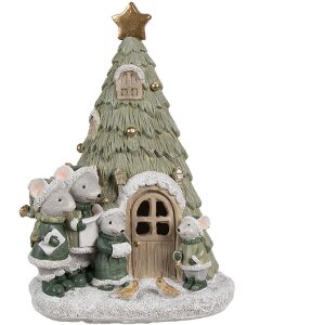 Clayre & Eef 6PR4190 Dekoration Mäusefamilie LED...