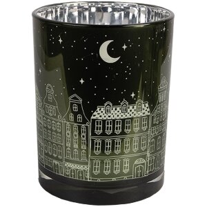 Clayre & Eef 6GL4655 Teelichthalter-Set 3-teilig Grün Ø 7/8 9/10 10/12 cm