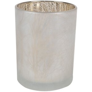 Clayre & Eef 6GL4666 Держатель для чайной лампы Набор из 3 белых золотых Ø 7/9/10 см стекло