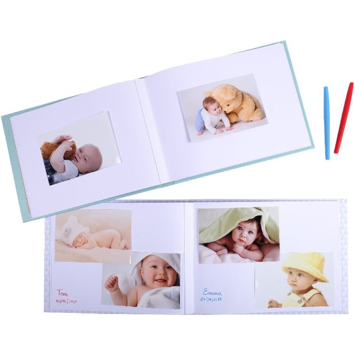 Exacompta Fotobuch Baby 30 Seiten Weiß 28,5x22 cm Grün Pastell Querformat