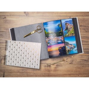 Exacompta 16097E Fotoalbum 60 schwarze Seiten Néo Déco Weiß