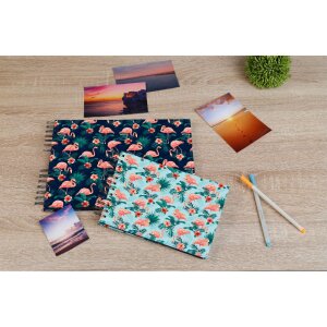 Exacompta 16703E Spiralfotoalbum FLAMINGO 23x16 cm 50 Seiten weiß Nachtblau