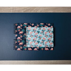 Exacompta 16703E Spiralfotoalbum FLAMINGO 23x16 cm 50 Seiten weiß Nachtblau