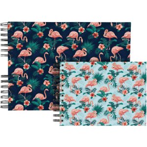 Exacompta 16703E Spiralfotoalbum FLAMINGO 23x16 cm 50 Seiten weiß Nachtblau