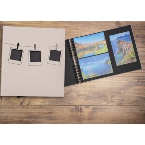 Exacompta 16825E Fotoalbum Spiralbindung 32x22 cm 50 schwarze Seiten Rosa