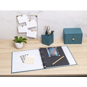 Exacompta 17603E Fotoalbum Ringmechanik 60 schwarze Seiten 32x26x4cm Blaugrün