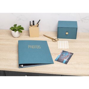 Exacompta 17603E Fotoalbum Ringmechanik 60 schwarze Seiten 32x26x4cm Blaugrün