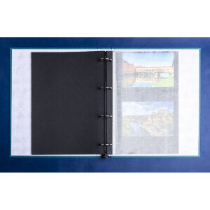 Exacompta 17603E Fotoalbum Ringmechanik 60 schwarze Seiten 32x26x4cm Blaugrün