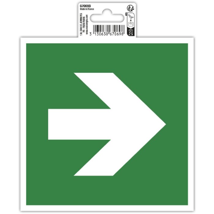 Exacompta 67069B Hinweisschild selbstklebend Weißer Pfeil Grün 15x15 cm