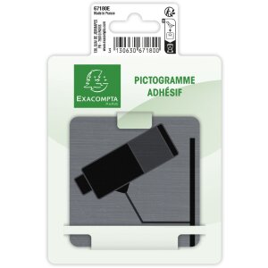Exacompta 67180E Hinweisschild selbstklebend Videoüberwachung 7,5x7,5 cm Grau