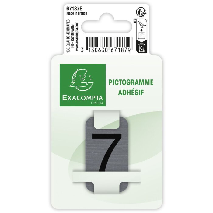 Exacompta 67187E Информационная этикетка самоклеящаяся №7 2,5x4,4 см серая