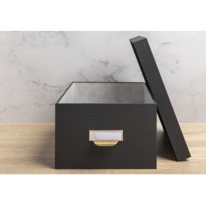 Exacompta 79601E Office by me Boxen-Set 3-teilig Schwarz mit Etikettenhalter