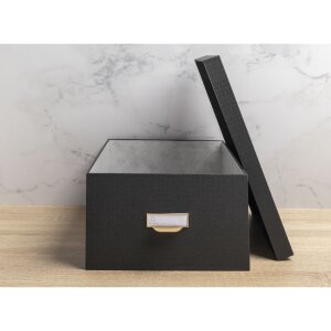 Exacompta 79601E Office by me Boxen-Set 3-teilig Schwarz mit Etikettenhalter