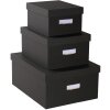 Exacompta 79601E Office by me Boxen-Set 3-teilig Schwarz mit Etikettenhalter