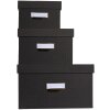Exacompta 79601E Office by me Boxen-Set 3-teilig Schwarz mit Etikettenhalter