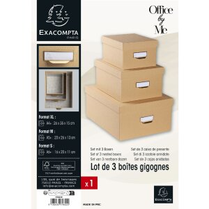Exacompta 79602E Set mit 3 Aufbewahrungsboxen Office by me Beige