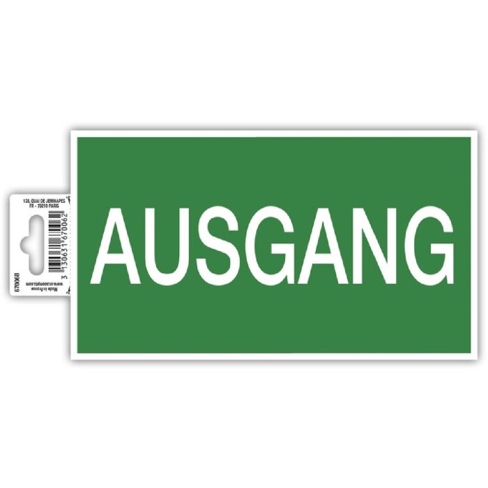 Exacompta 67006B Hinweisschild selbstklebend Ausgang 20 cm grün weiß