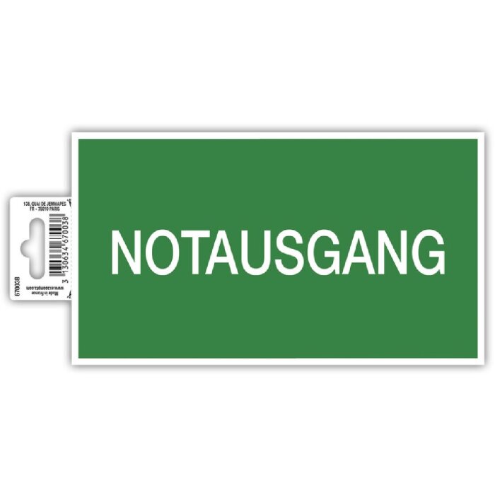 Exacompta 67003B Hinweisschild selbstklebend Notausgang Grün 20 cm