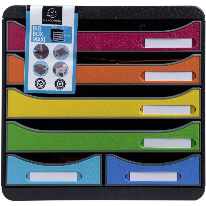 Exacompta Schubladenbox BIG BOX MAXI 6 offene Schubladen Iderama Regenbogen