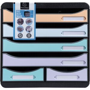 Exacompta Schubladenbox BIG BOX MAXI 6 offene Schubladen...