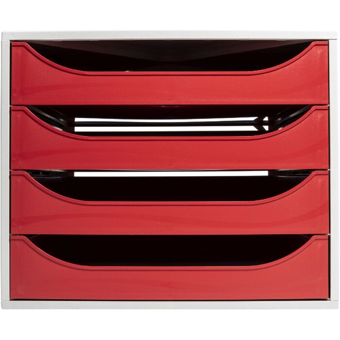 Exacompta 2286107D ECOBOX Schubladenbox mit 4 Schubladen Rot