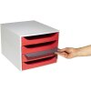 Exacompta 2286107D ECOBOX Schubladenbox mit 4 Schubladen Rot