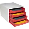 Exacompta 2286107D ECOBOX Schubladenbox mit 4 Schubladen Rot