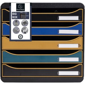Exacompta Big Box Schubladenbox mit 5 Schubladen Neo Deco Farben sortiert