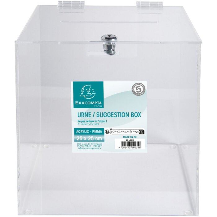 Exacompta 89158D Urne Acryl abschließbar 25 x 25 cm transparent mit Deckel
