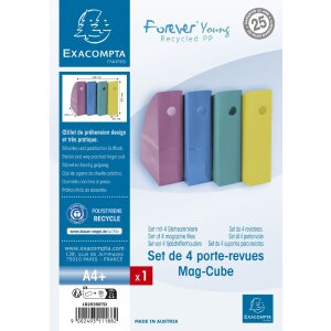 Exacompta Set mit 4 Stehsammlern MAG-CUBE Forever Young Farben sortiert