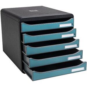 Exacompta 30934D Big Box Schubladenbox 5 Schubladen Skandi Pazifikblau A4+