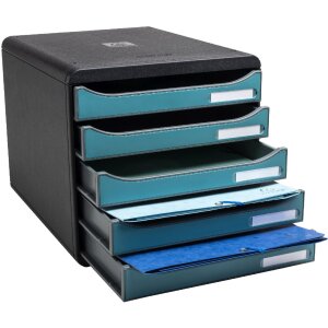 Exacompta 30934D Big Box Schubladenbox 5 Schubladen Skandi Pazifikblau A4+