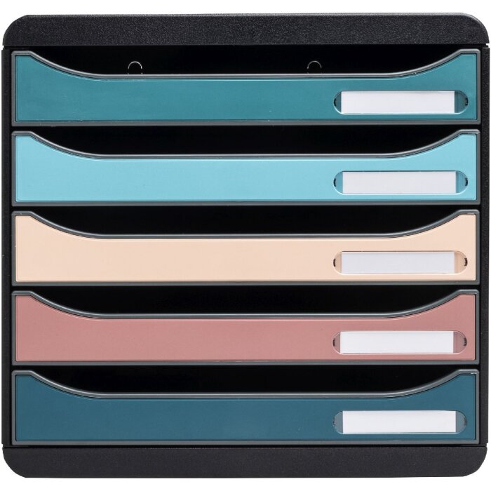 Exacompta 309606D Big Box Schubladenbox 5 Schubladen Skandi-Farben sortiert
