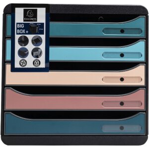 Exacompta 309606D Big Box Schubladenbox 5 Schubladen Skandi-Farben sortiert