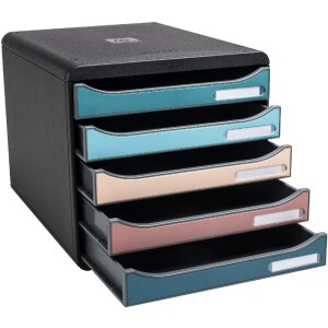 Exacompta 309606D Big Box Schubladenbox 5 Schubladen Skandi-Farben sortiert
