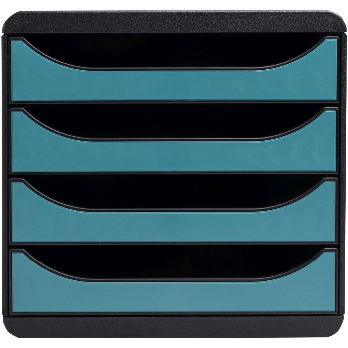 Exacompta 31034D Big Box Schubladenbox 4 Schubladen Skandi Pazifikblau A4+
