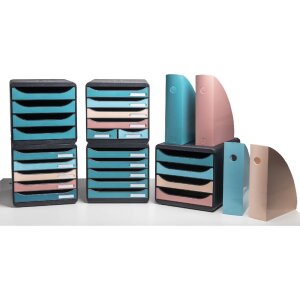 Exacompta 31034D Big Box Schubladenbox 4 Schubladen Skandi Pazifikblau A4+