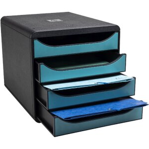 Exacompta 31034D Big Box Schubladenbox 4 Schubladen Skandi Pazifikblau A4+