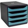Exacompta 31034D Big Box Schubladenbox 4 Schubladen Skandi Pazifikblau A4+