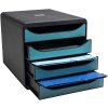 Exacompta 31034D Big Box Schubladenbox 4 Schubladen Skandi Pazifikblau A4+