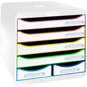 Exacompta Schubladenbox BIG BOX MAXI Weiß Harlekin 6 Schubladen für A4 und A4+