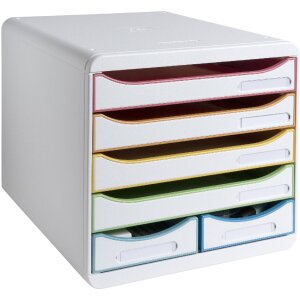 Exacompta Schubladenbox BIG BOX MAXI Weiß Harlekin 6 Schubladen für A4 und A4+