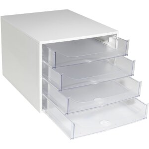 Exacompta 228323D ECOBOX Schubladenbox mit 4 Schubladen Kristall