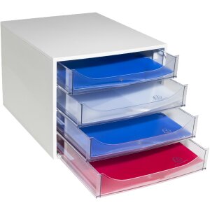 Exacompta 228323D ECOBOX Schubladenbox mit 4 Schubladen Kristall